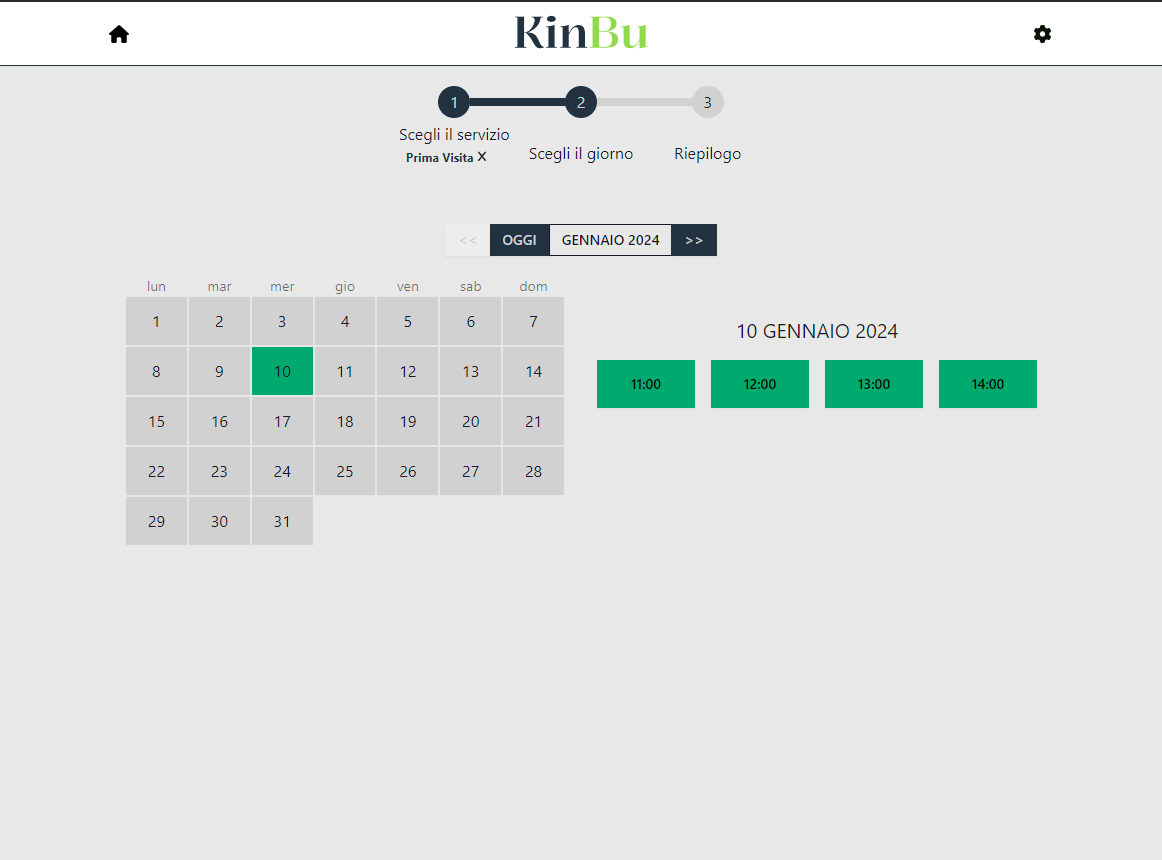 esempio di selezione del giorno e dell'ora con KinBu per prenotare un appuntamento